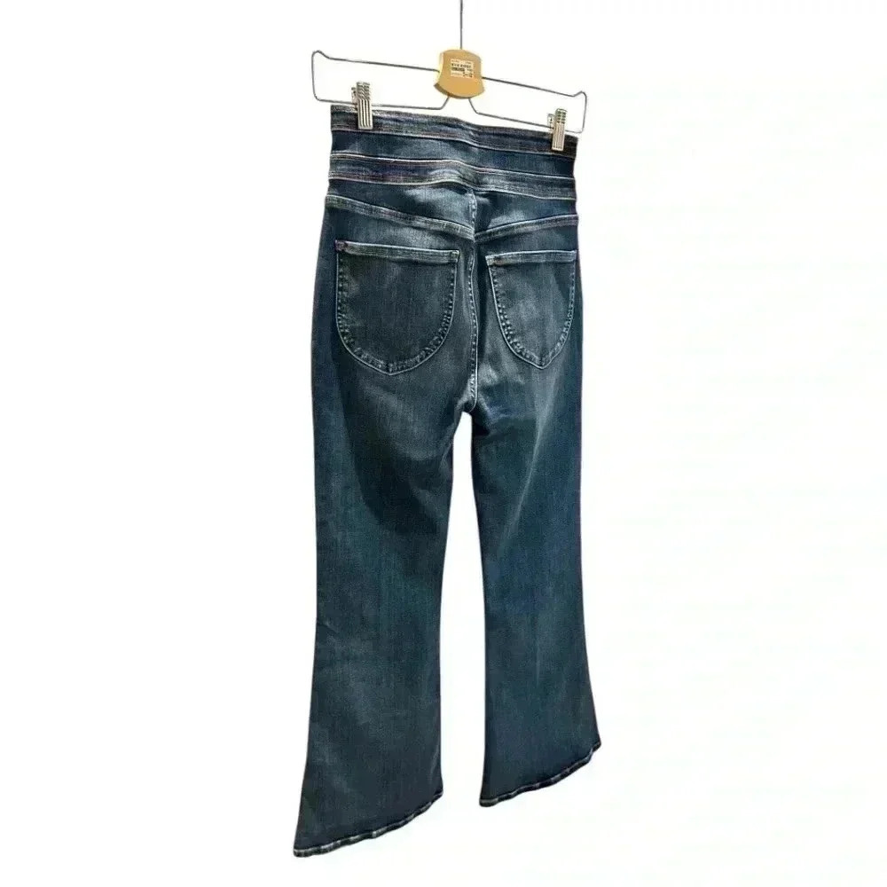 Frame Le Crop Ankle Flare Triple Button High Waist Jeans Size 26 - Picture 7 of 8